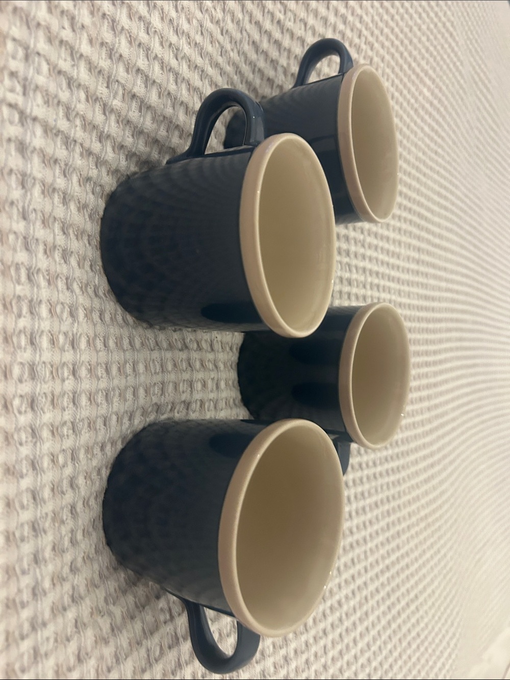 Mikasa Blue Exterior with Cream Interior Coffee Mug Set (Set of 4) Japan
